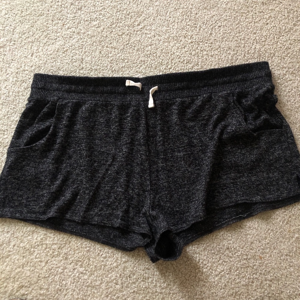 Express Women's Charcoal Knit Athletic Shorts with Drawstring